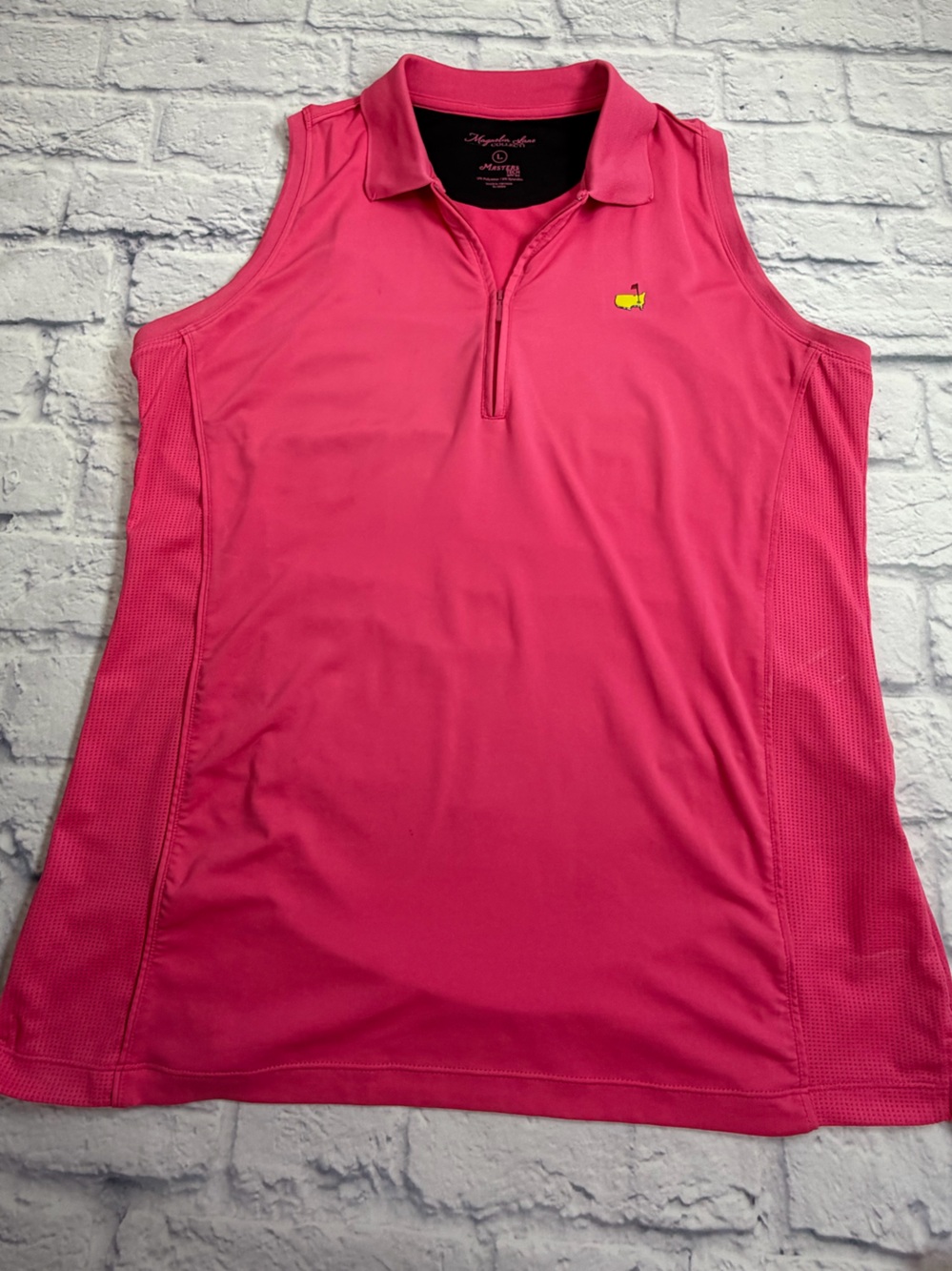 Masters Tech Magnolia Lane Collection Pink Sleeveless Golf Polo. Size Large.